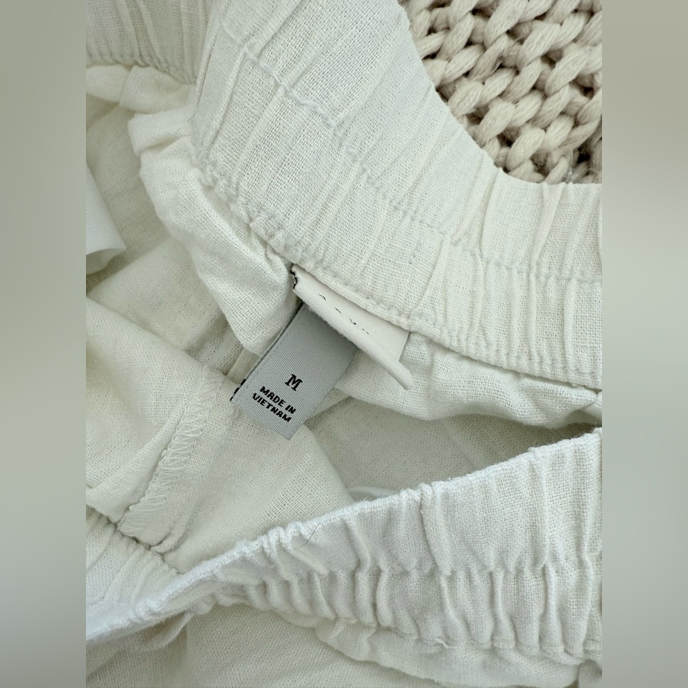 A New Day Elegant White Linen Blend Wide-Leg Pants Size M - Picture 3 of 3